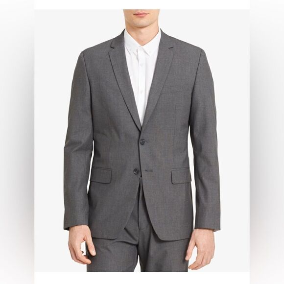 Calvin Klein Infinite Slim Fit Gray Lined Single Breasted Blazer (Size: Medium) - Picture 1 of 12